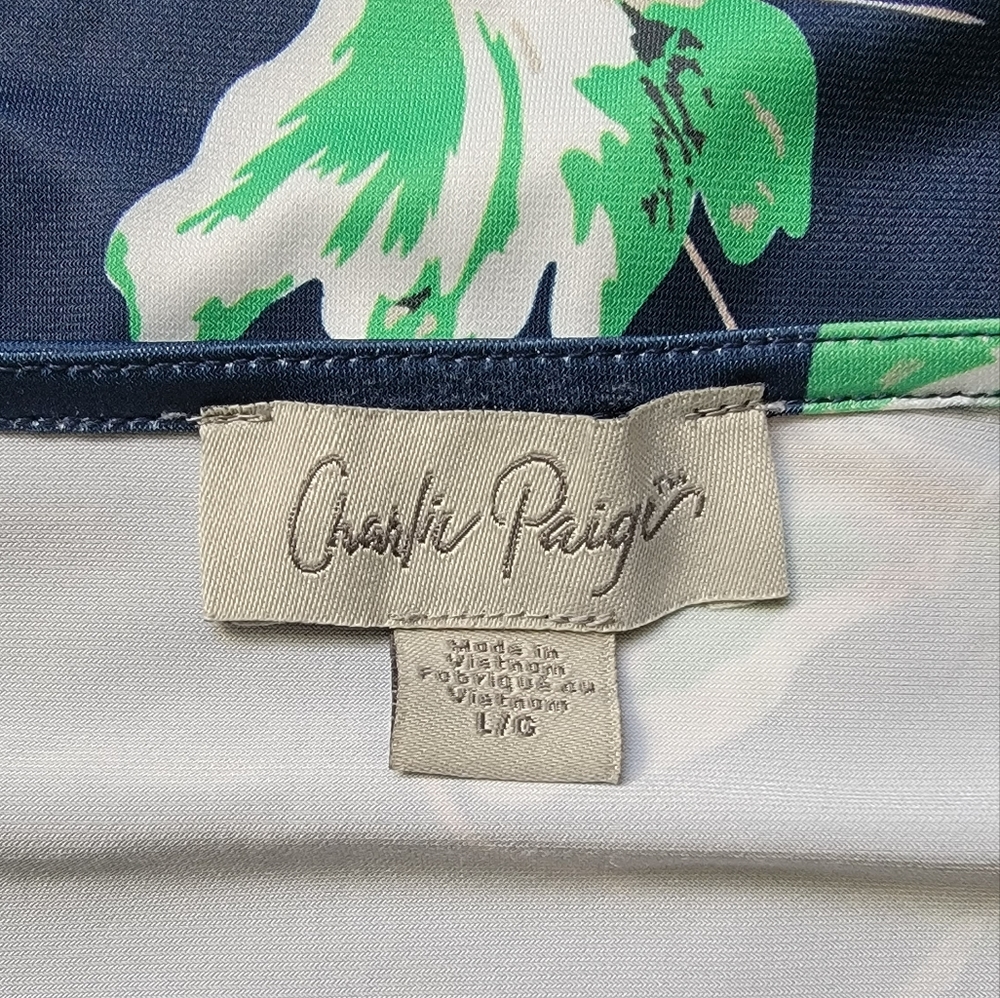 Charlie Paige Navy & Green Dress, L - Picture 4 of 4